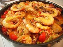 Chicken and Seafood Paella Cooked in a Calphalon One Non Stick Saute Pan